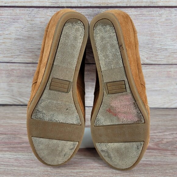 Toms Desert Hidden Wedge Ankle Booties Women's Size 8 Suede Lace Heel Shoes - Picture 10 of 11